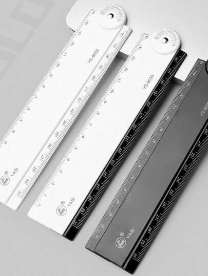 أدوات مكتبية ومدرسية مسطرة قابلة للطي جديدة باللون الأبيض والأسود، مع تصميم خط موجي، مقاس 15/30 سم لتحديد الزاوية، مناسبة للرسم والتصميم والقياس الدقيق