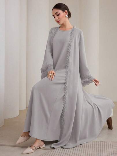 فساتين حريمي Graceveil العيد طقم فستان طويل تقليدي وعباية طويلة لحشمة المرأة، قطعتان
