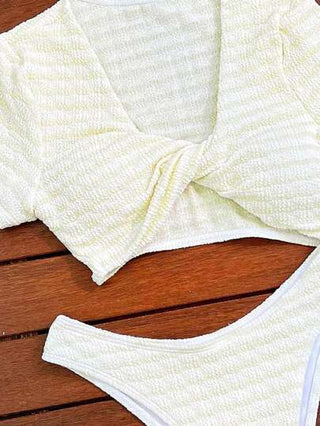 Swim SXY 2 قطعة من البكيني بلون واحد، تنورة سباحة ثلاثية الشكل وبلوزة سباحة كم قصير
