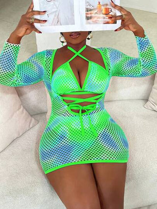 Slaydiva ملابس علوية بيكيني من قماش الشبكة مثير للمقاسات الكبيرة حفلات