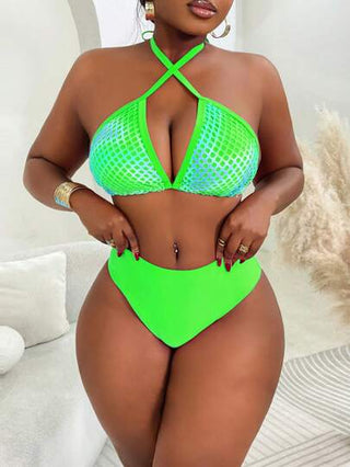 Slaydiva ملابس علوية بيكيني من قماش الشبكة مثير للمقاسات الكبيرة حفلات