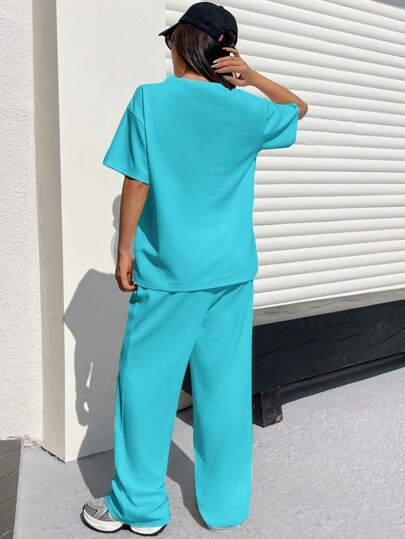 EZwear طقم (بلوزة وبنطلون) للنساء للارتداء اليومي