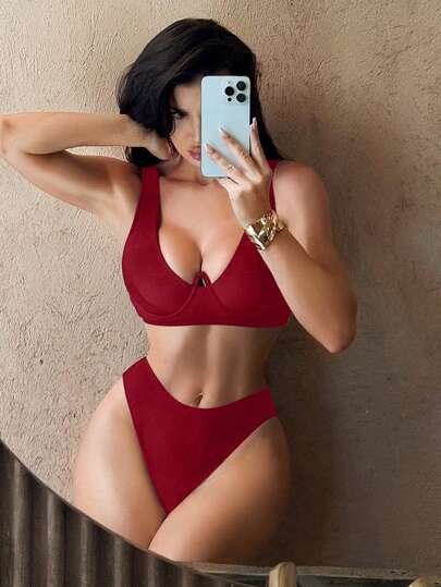 طقم تانكيني حريمي Swim SXY طقم كاجوال للسيدات من قطعتين (كامسول + بيكيني) مع حمالات وسلك داخلي، تصميم منسق للملابس البوهيمية لموسم الربيع والشواطئ