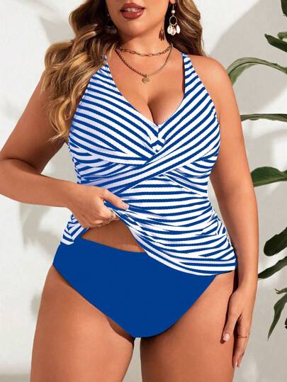 Swim Lushoire ملابس سباحة تانكيني للمقاسات الكبيرة، موضة الصيف الأنيقة