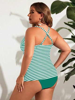 Swim Lushoire توب بكيني بياقة عالية المقاس الكبير، موضة الصيف