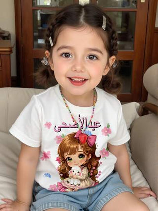 تيشيرتات بناتي فتاة كرتونية جميلة، زهرة، تصميم كرتوني للحملان للفتيات الرضع، بلايز كاجوال بأكمام قصيرة ياقة مستديرة، مناسب للصيف