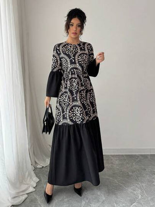 Rafferiza فستان المرأة الأنيق متعدد الألوان والطباعة الرجعية