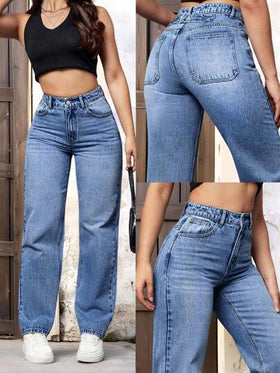 SHEIN EZwear جينز بساق مستقيم شارب القط
