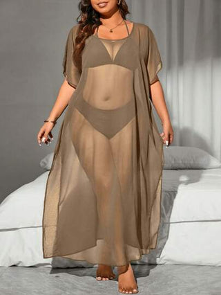 Slaydiva زي السباحة الواقي المناسب للمقاسات الكبيرة، مصنوع من النسيج الشبكي الصلب، لون موحد، مناسب للاستخدام الصيفي