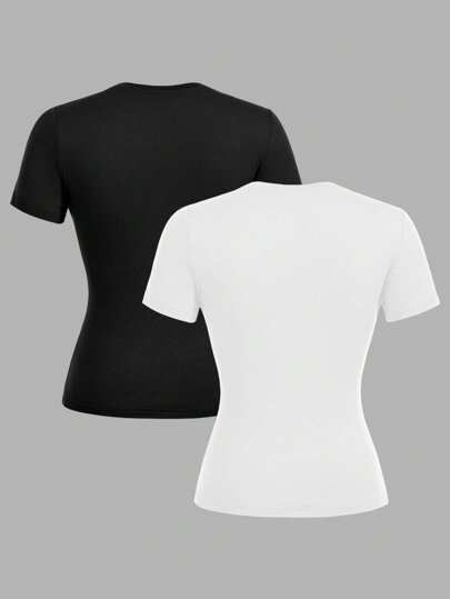 EZwear قميصين قصير الأكمام بطقم رقبة مناسبين للطبقات الربيع والصيف، أسلوب كاجوال بسيط وأساسي