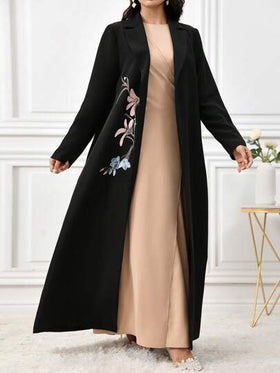 Al Najma حريمي ثوب طويل أبيه كاجوال بياقة عالية وأكمام طويلة مطبوع بطبعات الزهور، ثوب أنيق وعفيف طويل الطول للإستعمال اليومي أو حفلات المساء