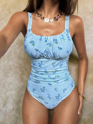 مايوه حريمي قطعة واحدة Swim Glamine بدلة سباحة قطعة واحدة كاجوال للنساء بطبعة شراشيب وزهور، مناسبة للإجازة