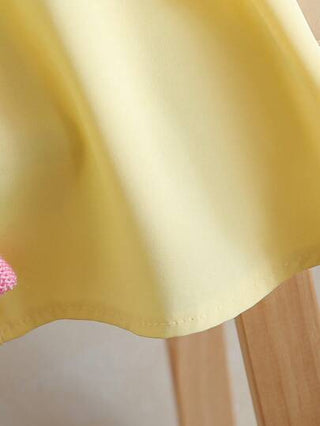 SHEIN فستان أنيق بتصميم خط A بدون أكمام وياقة بيتر بان فرنسية مزين بالكرز، فستان أميرة جميل للصيف للبنات الصغيرات