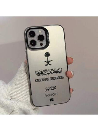 غطاء هاتف محمول بتصميم جواز سفر المملكة العربية السعودية متوافق مع هواتف أيفون 16 برو ماكس، وبتصميم بسيط متوافق مع أيفون 14، أبل أيفون 13، 12، 11، 15 بلس، 16 بتشطيب مطفي لحماية الهاتف