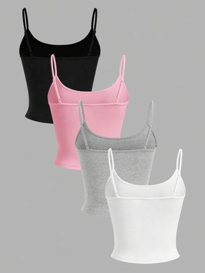 EZwear 4 قطع طقم سترات خزان عادية مقصوره بلا أكمام ذات طباعة شعارات وجرافيك كرز عتيق للعطلات والمناسبات