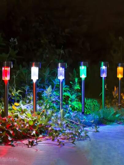 قطعتان - أضواء LED تعمل بالطاقة الشمسية، أضواء خارجية LED على عصا من الصلب المقاوم للصدأ، أضواء منظر طبيعي زخرفية تعمل بالطاقة الشمسية، مقاومة للرذاذ للخارج، مناسبة للأفنية والمروج والممرات والطرق والحدائق وحفلات الأعياد والمناسبات الخاصة وزينة عيد الميلا