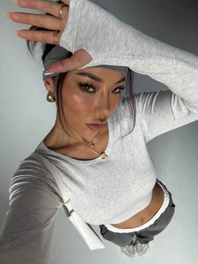 Streetz SHEIN Sport طقم بقطعتين للنساء، ملابس موضة تصميم حس الأناقة الكاجوال مناسبة للحرم الجامعي واليومية والعمومية و الرقص والأدبية والرياضة والخارج والركض والتمرين، قابل للمط، خصر ممشوق، أناقة