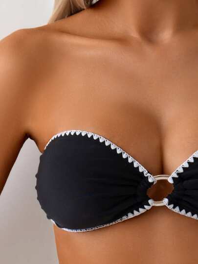 طقم تانكيني حريمي Swim Basics طقم تانكينى (توب وسروال قصير) نسائى بطبعة زهور سوداء