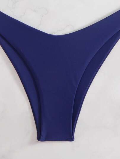 Swim Mod مجموعة بكيني نسائية بلون واحد ذات ربطة عنق، بسيطة وأنيقة للشاطئ، للارتداء اليومي العادي