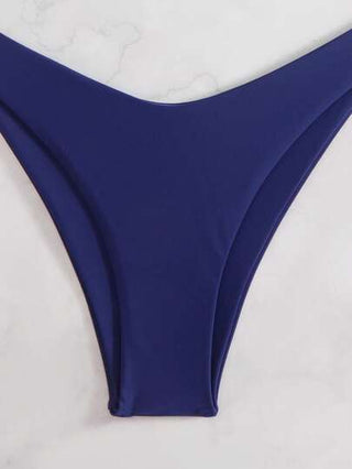 Swim Mod مجموعة بكيني نسائية بلون واحد ذات ربطة عنق، بسيطة وأنيقة للشاطئ، للارتداء اليومي العادي