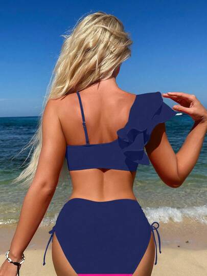 Swim Vcay ملابس سباحة مزينة بحواف مجعدة ، عصرية للصيف