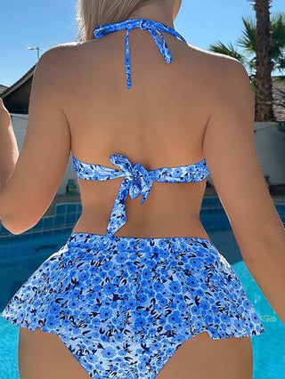 طقم تانكيني حريمي Swim Vcay بدلة سباحة بأعلى حمالة وتنورة للنساء، موضة الصيف