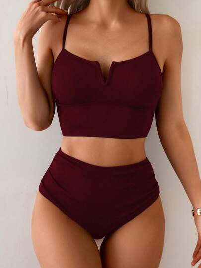 Shapewave مجموعة بنطلون قصير ذو خصر مرتفع من قماش معتاد وأعلى خردوات بحر للنساء،للاستخدام الصيفي والعطلات،بلون أسود للتحكم بالبطن