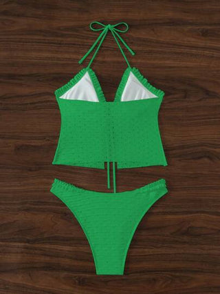 طقم تانكيني حريمي Swim Mod ملابس علوية تانكيني نسائي مخفض للجسم بحكة عنق على شكل ربطة الرقبة