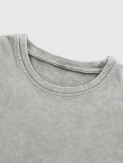 ROMWE MEN Casual تي شيرت رجالي بياقة مستديرة وأكمام قصيرة، موضة الصيف، طراز 2000