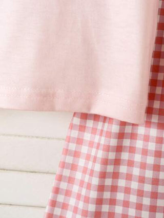 SHEIN Genkimix Kids 2 قطعة/مجموعة للبنات الصغار سراويل وبلوزة قصيرة الأكمام أنيقة ومريحة بطبعة الدب، للربيع والصيف 0-3 سنوات