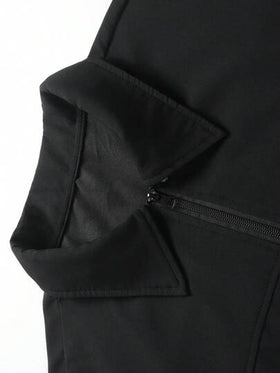 Manfinity Homme جاكيت رياضية كاجوال للرجال بسحاب ذات لون أحادي، جاكيت رجالية سوداء، جاكيت رجالية للتدريس