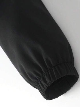 Manfinity Homme جاكيت رياضية كاجوال للرجال بسحاب ذات لون أحادي، جاكيت رجالية سوداء، جاكيت رجالية للتدريس