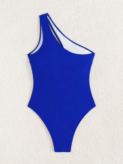 مايوه حريمي قطعة واحدة Swim SXY ملابس سباحة قطعة واحدة صيفية جديدة بلون أحادي، عنق غير متماثل، بزخرفة ذهبية، متخلل، مناسبة لشاطئ المنتجع، مناسبة للنساء