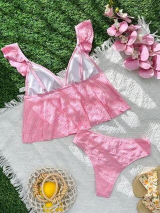 طقم تانكيني حريمي Swim Mod ملابس علوية قمصان قطنية مكشكشة عصرية مناسبة لملابس البحر والاصطياف للنساء