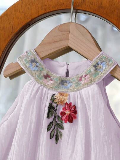 فساتين بيبي Vintaside Kids فستان آمبرويد منقوش بالزهور بلا أكمام للبنات الصغار، طراز لطيف، مناسب للمناسبات والتجمعات العائلية، لإنشاء مظهر الأميرة الصغيرة الأنيقة