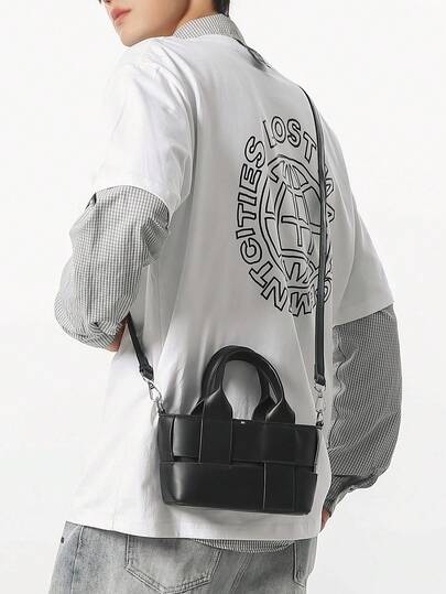 peach tree حقيبة رسول رجالية بطراز عملة قديمة 2 قطعة، حزام كتف قابل للتعديل، حقيبة كروس جسم من جلد PU بطباعة هندسية، مناسبة للتنزه والسفر والخارج والعطلات، هدية للأب والزوج والحبيب، حقيبة هاتف لعيد الحب، عتيقة، حقيبة عمل
