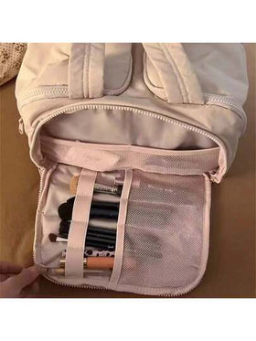 حقيبة مستحضرات تجميل قابلة للنفخ ناعمة القماش، حقيبة أدوات تجميل سعة كبيرة بلون أحادي بسيط للاستخدام اليومي والمنزلي، ديكور غرفة، حقيبة مستحضرات تجميل، ضروريات السفر، منظم، تخزين، ضروريات السفر، منظم مستحضرات التجميل، حقيبة مستحضرات تجميل، حقيبة أدوات تجم