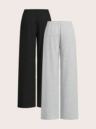 EZwear بنطلون نسائي واسع الساق مكنوك خفيف الوزن، ثنائي اللون، كاجوال
