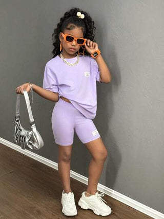 girls-sets طقم فضفاض قميص تي وسروال ضيق لفتيات المراهقات، ارتداء يومي وأنيق 2 قطعة/طقم
