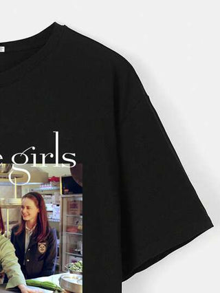 Gilmore Girls X  تي شيرت كاجوال نصف كم بطاقم للسيدات مطبوع عليه حروف وأرقام، صيفي