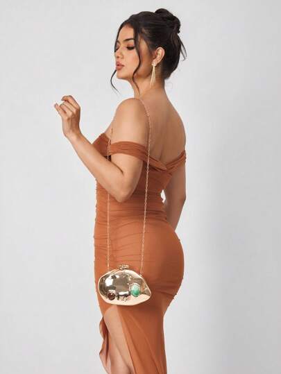 SHEIN SXY حقائب السهرة للسيدات والنساء ، حقائب اليد ، حقائب عبر الجسم ، مرصعة بحجارة ملونة ، ذهبية ، ذات علبة قاسية ، أنيقة وفاخرة ، بسيطة ، شخصية ، متعددة الاستخدامات ، مناسبة لحفلات الكوكتيل والأعياد والسهرات والنوادي والمواعيد وعيد الميلاد والمسابقات