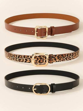 Belt buckles 3 أشرطة حزام مربعة ذهبية اللون للفساتين والتي شيرتات والبنطلونات الكاجوال، أحزمة أنيقة وعصرية للنساء للارتداء اليومي في الصيف والمدرسة والخريف وعيد الهالوين