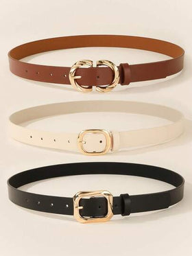 Belt buckles 3 أشرطة حزام مربعة ذهبية، مناسبة للفساتين والتي شيرتات والبنطلونات الكاجوال، حزام أنيق للسيدات للصيف والمدرسة والخريف وعيد الهالوين