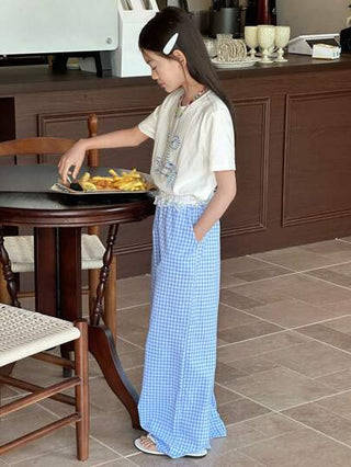 girls-sets DAZY مجموعة بلوزة كاجوال كم قصير مع شريط وبنطال مربع للفتيات المراهقات، قطعتان/المجموعة