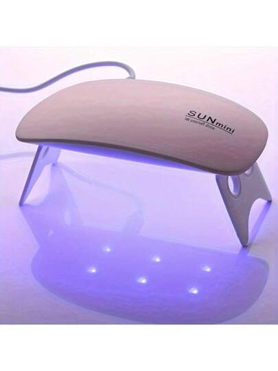 جهاز مجفف أظافر صغير ب 6 مصابيح - لمبة أظافر LED/UV لتصلب طلاء الجل - تعمل بمنفذ USB الصغير - جهاز عناية بالأظافر ذو تصميم صغير محمول