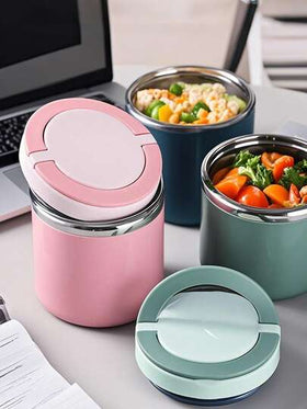 قارورة طعام معزولة حرارياً، وعاء حساء سعة 650~1000 مل ، صندوق غداء بنتو من الفولاذ المقاوم للصدأ مع مقبض، كوب إفطار، وعاء حساء محكم إلغلاق للعمل والسفر والرحلات والطلاب، صندوق عزل أو تبريد حفظ الأطعمة، قطعة متينة لا تسرب، معدات مدرسية