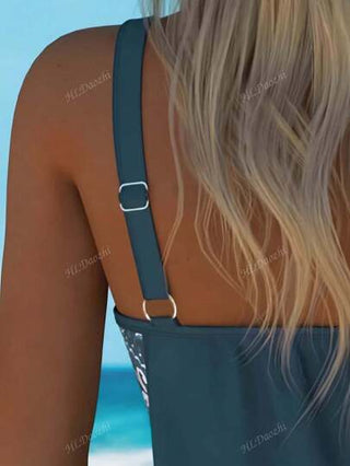 طقم تانكيني حريمي طقم تانكيني بقطعتين مطبوع بتصميم أنثوي عصري، بشريطة قابلة للتعديل ودعامة كاملة الكوب، بطراز البوهيمي، مناسب للشاطئ والبركة، أنيق وجذاب، عطلة صيفية في شواطئ هاواي