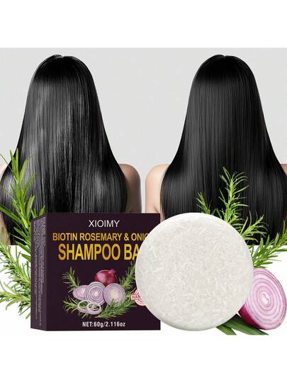 Xioimy شامبو صلبة مكون من 3 في 1: البصل والبيوتين والزعتر، بوزن 60 جرام، مُغذى بالكولاجين والبيوتين، مرطب ومغذي، ينظف برفق ويُعمِّق ترطيب الشعر والفروة، مناسب لجميع أنواع الشعر، يتركه كثيفًا ولامعًا طبيعيًا، يحمي الشعر ويوفر رائحة طبيعية، للرجال والنساء