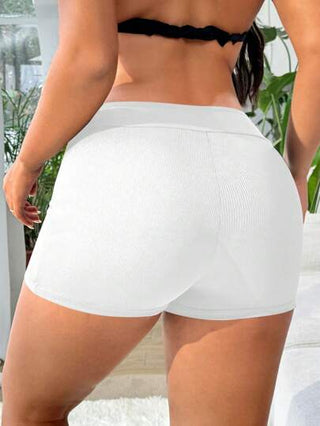 Swim Basics سروالين السباحة ذا الخصر العالي من قماش مزخرف مقاس كبير ، مناسب لارتداء في الصيف على الشاطئ