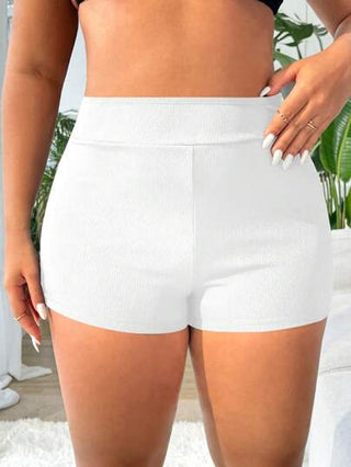 Swim Basics سروالين السباحة ذا الخصر العالي من قماش مزخرف مقاس كبير ، مناسب لارتداء في الصيف على الشاطئ